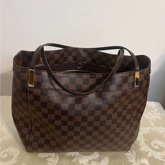 Louis Vuitton Handbags - Louis Vuitton Brown Damier Ebene Canvas Tote with Gold Hardware